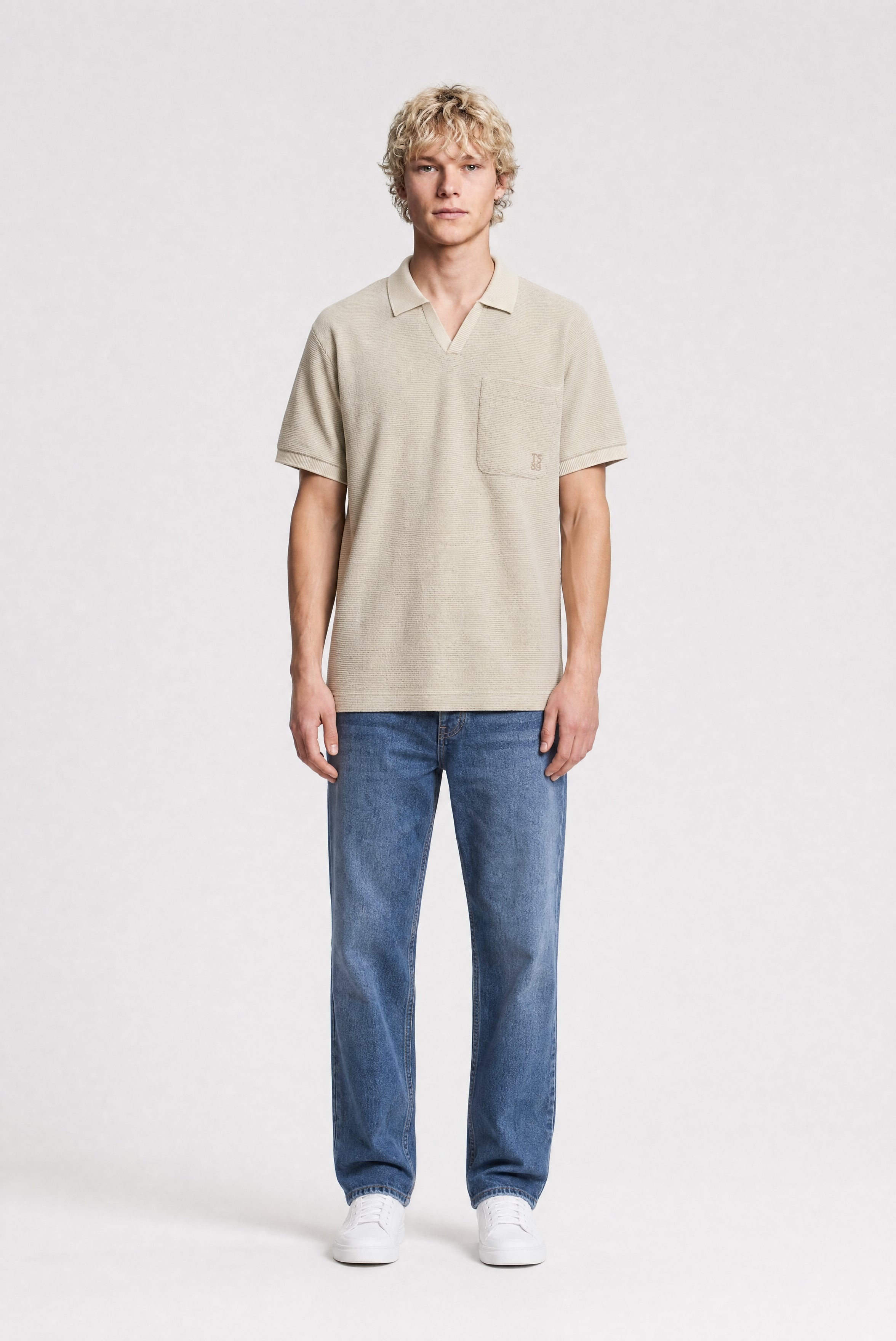 Teddy Smith P-Sonrad MC Polo homme crème waffle