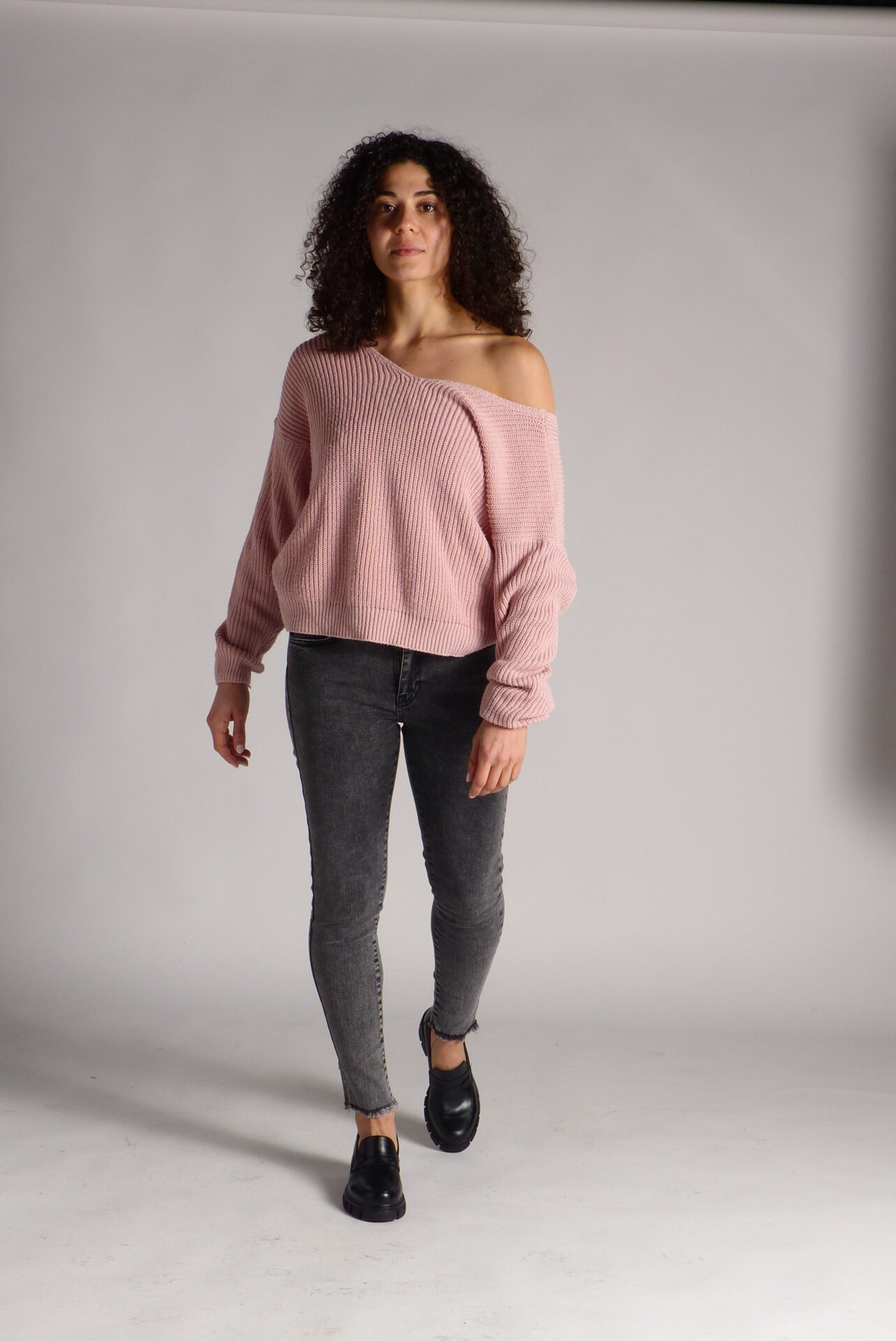 AA Spontané Skinny jean gris effiloché mi-haute