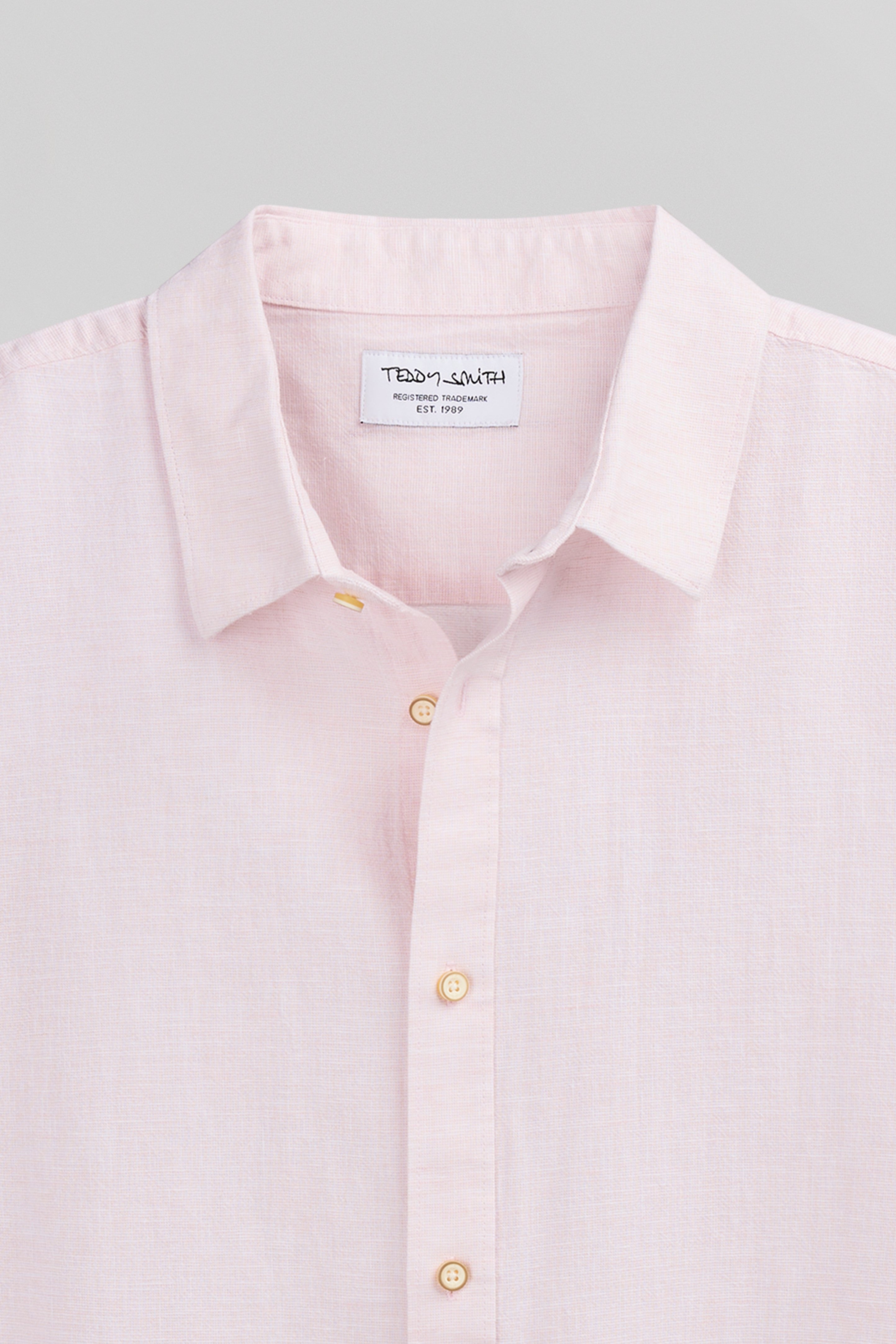 Teddy Smith C-Pietro MC chemise rose pastel lin coton