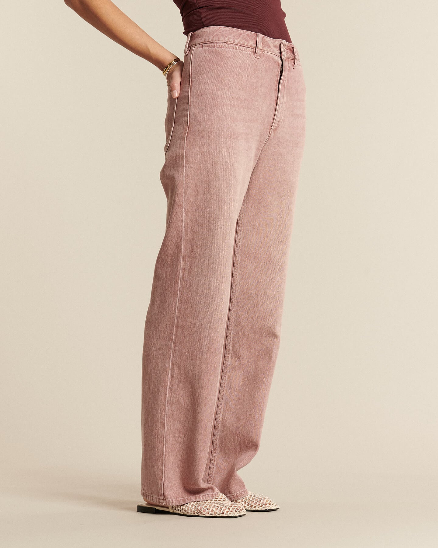 Labdip Swann Quartz jean large taille haute rosé