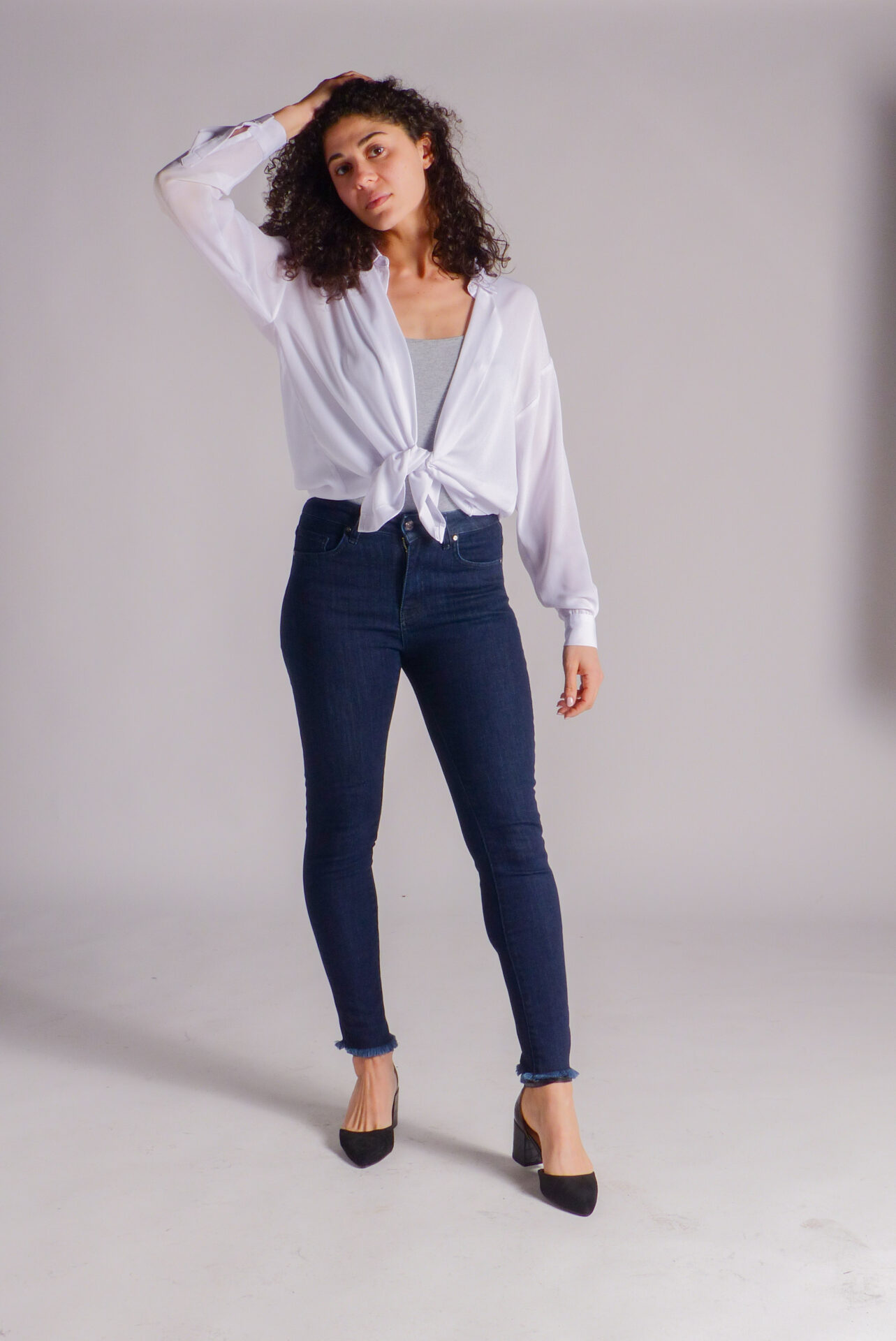 AA Spontané Skinny jean skinny bleu foncé effiloché stretch