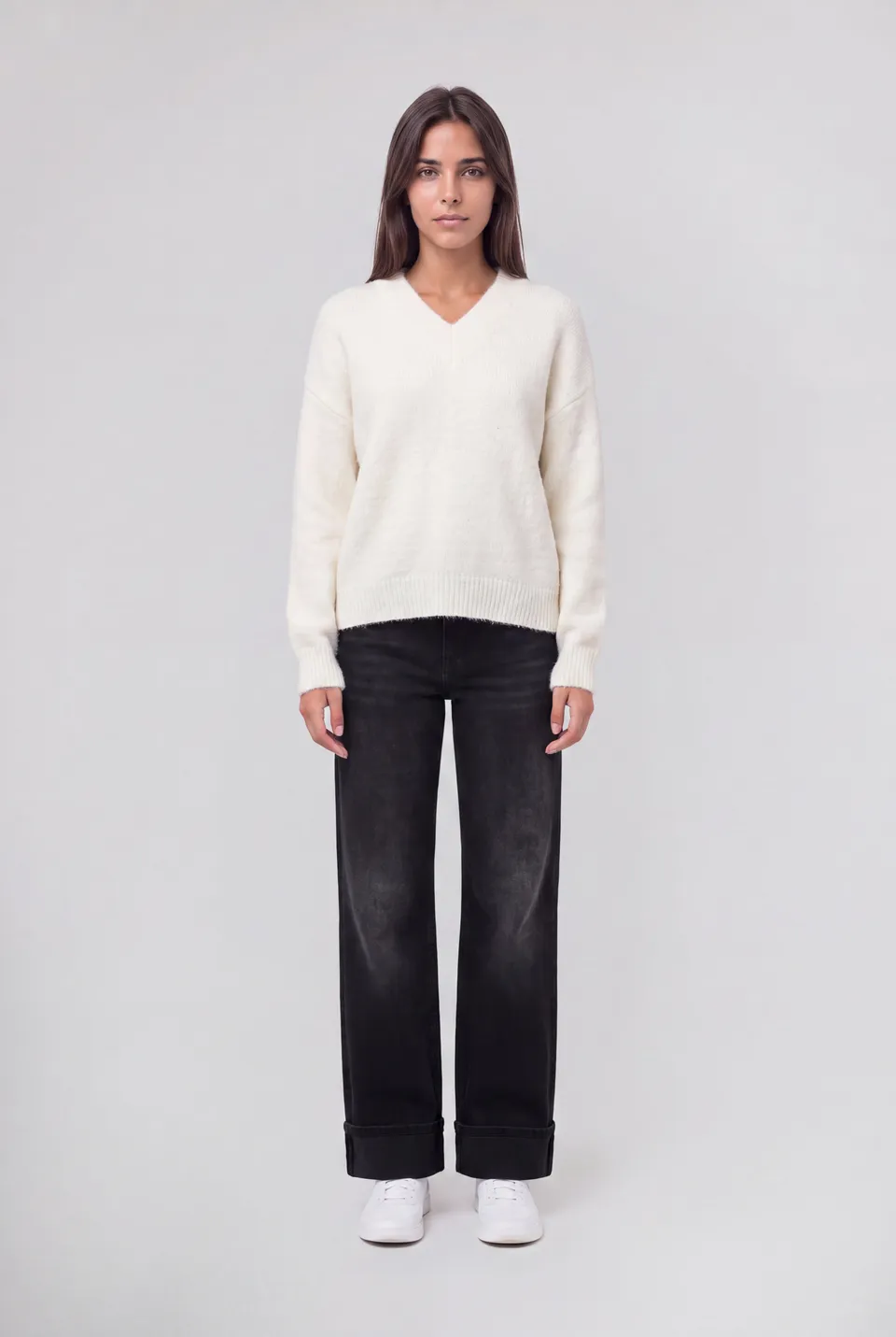 Teddy Smith P-Keith Middle pull oversize blanc cassé laine