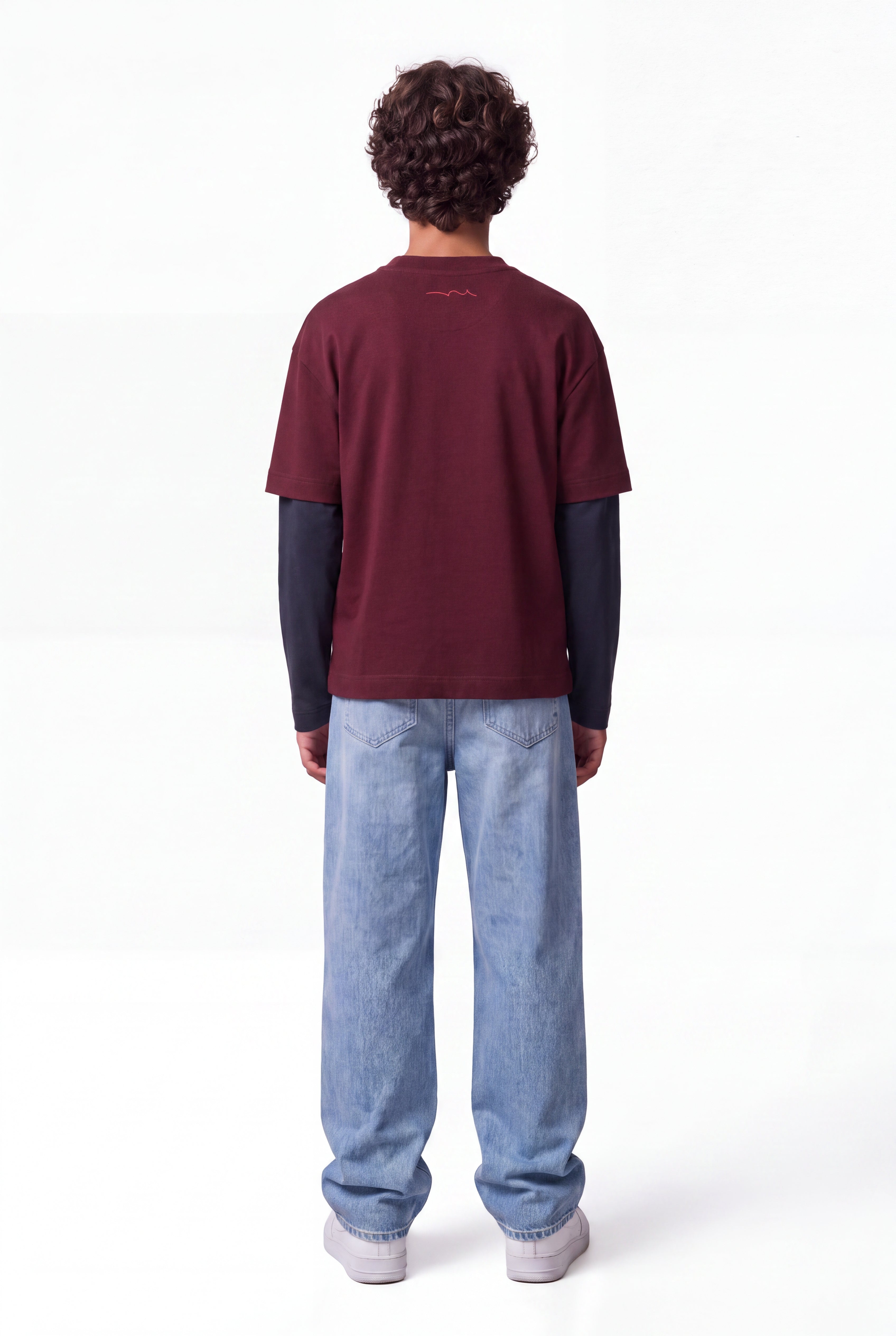 Teddy Smith T-Sly ML JR t-shirt bordeaux foncé garçon