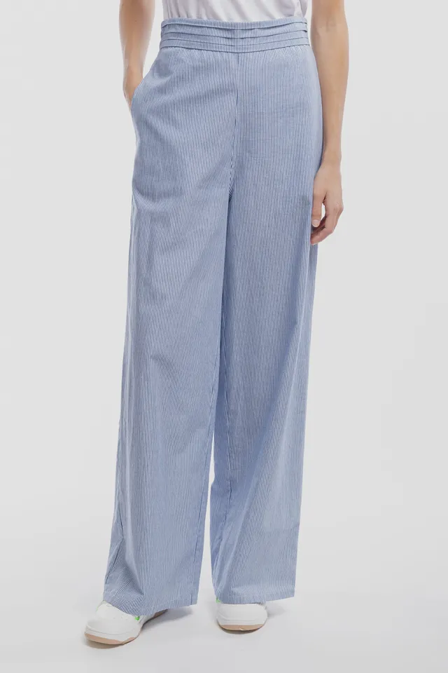 Teddy Smith P-Rebelle pantalon large bleu nuageux rayures coton