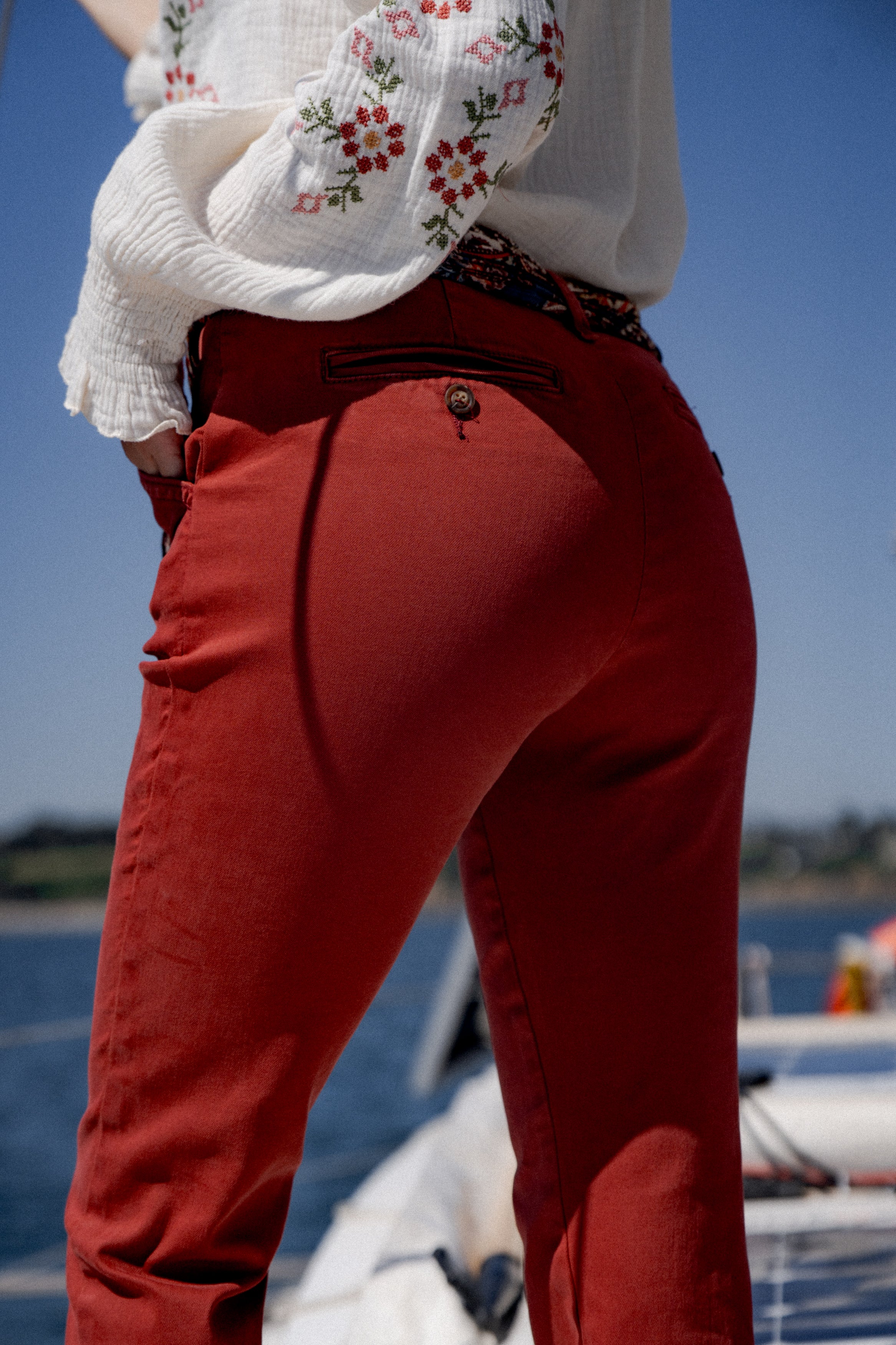 Maison Onado Thalia pantalon chino droit coton ceinture