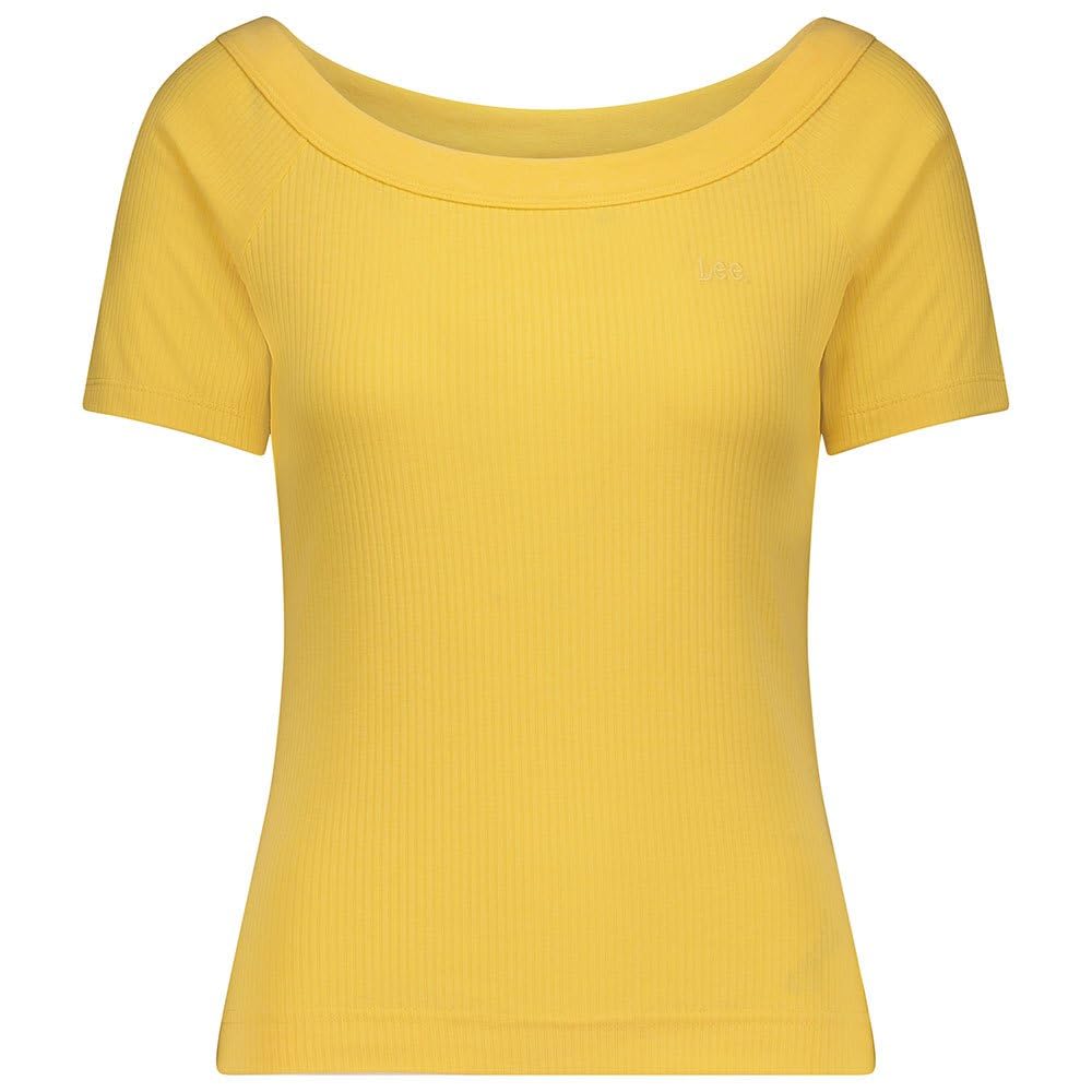 Lee Off Shoulder tee-shirt côtelé écru col bateau
