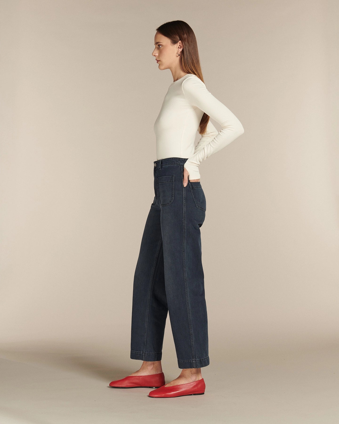 Labdip Samuel jean large taille haute bleu indigo