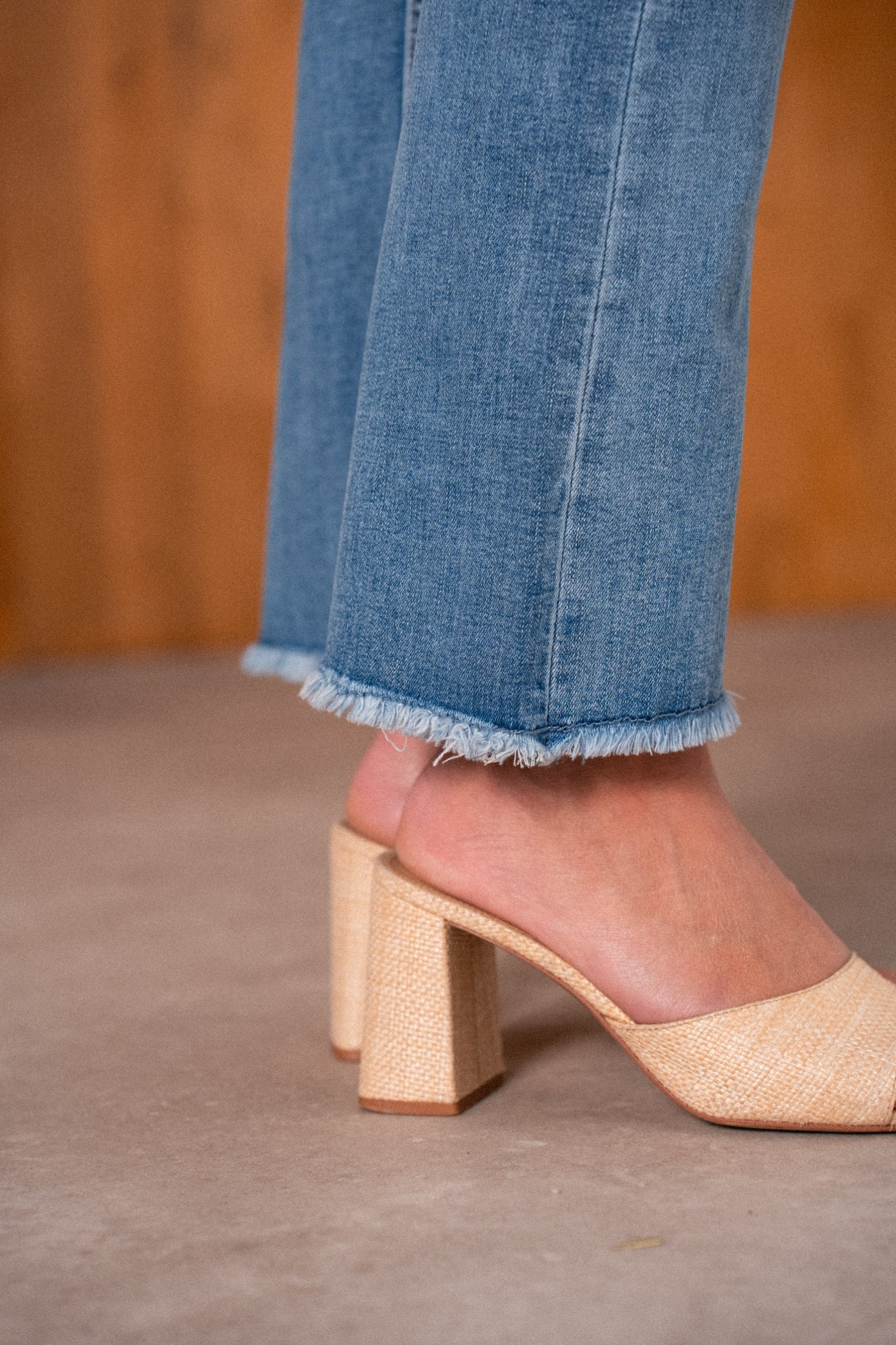 Maison Onado Ymaelle jean bootcut cropped bleu coton stretch